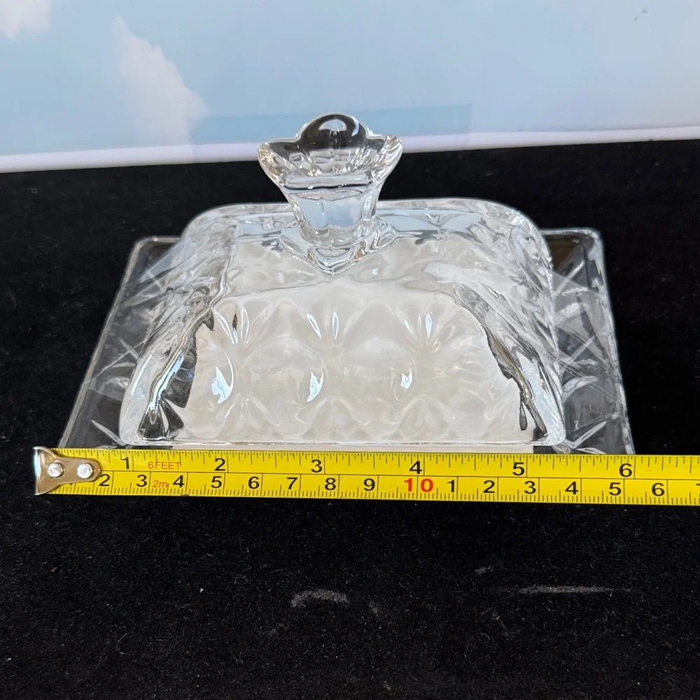 Elegant Vintage-inspired Clear Glass Butter Dish by Italo Homes